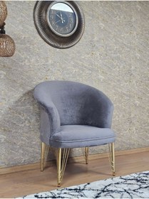 Resim ZAFİR Tekli TEDDY Gold Kaplama Telli Ayak Çay Seti Koltuk Tekli Berjer , Balkon, Salon, Ofis 