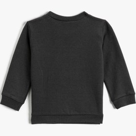 Resim Erkek Bebek Brooklyn Baskılı Sweatshirt Bisiklet Yaka Pamuklu 