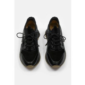 Resim Nilufarr Sidney Siyah Hakiki Deri Yılan Desenli Kadın Sneaker 