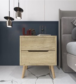 Resim Flora Komodin 2 Çekmeceli Yatak Odası Bebek Odası Safir Meşe 