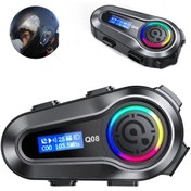 Resim leeways Q08 5.3 Uyumlu Bluetooth Motosiklet Kask Kulaklık Intercom Işıklı Motorsiklet Interkom 