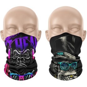 Resim Dair Maymun Desenli 2'li Set Boyunluk Bandana Outdoor Balaklava Yüz Maskesi Kafa Bandı 