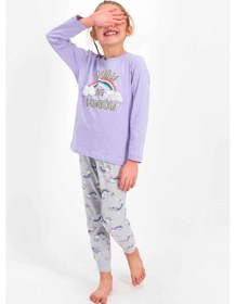 Resim Roly Poly 2455 Kız Çocuk Follow The Rainbow Lila Uzun Kol Pijama Takımı Lila 
