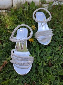 Resim Panda Shoes 26-37 Numara 3 Şerit Taşlı Abiye Ayakkabı Kız Çocuk Topuklu Ayakkabı 