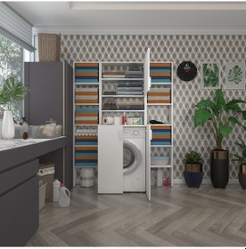 Resim Kenzlife Çamaşır Makinesi Dolabı Kasparovmaksdublemdf Byz 180 126 55-20 % 100 Mdf Full Mdf Banyo Kapaklı Arkalıksız Çok Renkli 