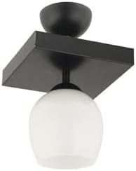 Resim Lambadar Modern Beyaz Camlı Model Tekli Kare Plafonyer Avize Salon Mutfak Yatak Odası Hol Siyahkare Tek Ebat 30 X 30 3551-1Blkkare-110A1 