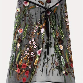 Resim Kadınların Çiçek Desenli Şeffaf Üst Katman Etek - Bol Kesim, Geometrik Desen, Tüm Mevsimler İçin Ayarlanabilir Bağcıklı Bel, Hafif ve Nefes Alabilir, Günlük veya Şık Kıyafetler İçin Uygun, Çok Yönlü Moda, Zarif Tasarım, Nazik 