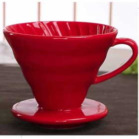 Resim Epinox Seramik V60 Dripper | Filtre Kahve Demleme Ekipmanı Kırmızı Fsk-2 