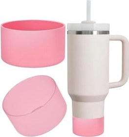 Resim 1 Adet Silikon Taban Koruyucu - Stanley Quencher 20/30/40 Oz ile Uyumlu - Bardak Altı Kılıfı, Kaymaz ve Sessiz Kullanım - Pembe Renk 