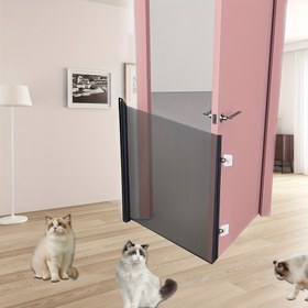 Resim Kediler ve Köpekler için Pet Kapısı - Kolay Kurulumlu, Delme Gerektirmeyen Siyah PVC Malzeme, Otomatik Kapanan İç Mekan Merdiven Güvenlik Çiti, Oyun Alanı, Ev, Ofis ve Dış Mekan Kullanımı İçin Uygun 