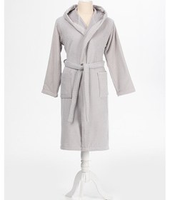 Resim Özdilek Bright Kapüşonlu Kadife Bornoz Xl Beden 379280 Gri 