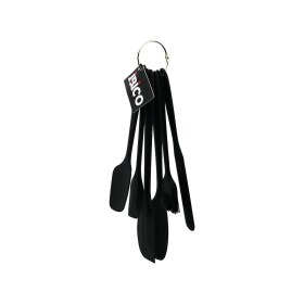 Resim Nemere 6pcs Silikon - Siyah Mutfak Seti 2 Kaşık - 3 Spatula - Yumurta Fırça Metal Asma Halkalı (488 