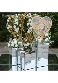 Resim Düğün-nişan Kalp Desenli 50 Cm Büyüklüğünde Şeffah Pleksi Misafir-hatıra Anı Kutusu + Şövale Ve Kalem Hediyeli 