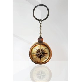 Resim Tahtakolik Pusula Ahşap Anahtarlık 