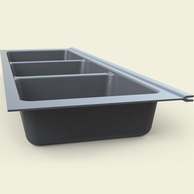 Resim Mutfak Çekmece Içi Kaşıklık, Antrasit Üç Bölmeli Modül 16cm X 48cm Antrasit 