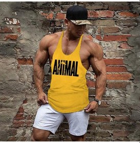 Resim Just Gym Erkek Spor Atleti - Pamuk Kolsuz Bodybuilding Stringer Yelek - Vücut Geliştirmealtın Altın 