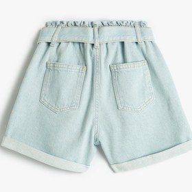 Resim Koton Kot Şort Kuşak Detaylı Cepli Pamuklu Beli Lastikli Lıght Indıgo 4skg40101ad Açık Mavi 