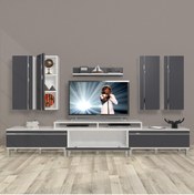 Resim Decoraktiv Ekoflex 8d Mdf Krom Ayaklı Tv Ünitesi Tv Sehpası - Beyaz - Antrasit 