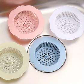 Resim Çiçek Şekilli Plastik Su Kanalı Filtresi: Mutfak ve Banyo için Tıkanmayı Önleyici Saç Filtreli Süzgeç 