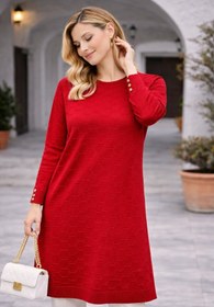 Resim Fresh&Moda Kadın Mevsimlik Petek Desen Uzun Büyük Beden Triko Kazak 