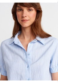 Resim Dilvin 50504 Kısa Balon Kollu Gömlek-mavi Mavi 