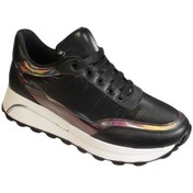 Resim Yazkış Kadın Siyah Paraşüt Kumaş Bağcıklı 4cm Kalın Taban Fashıon Spor Ayakkabı 001 