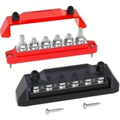 Resim Dashanshop 12v 150a Güç Dağıtım Bloğu Black Red 6 X 5 16 Terminal Bağlantılı Akü Bar Deniz Araç Otomotiv Solar 