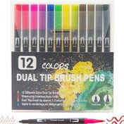 Resim Fosenze 12 Renkli Çift Uçlu Suluboya Kalemi - Yumuşak Fırça 1-2mm Ve İnce Uç 0.4mm - Detay Çizim, Boyama, Gönüllü Notlar İçin Pp Kutulu Set 5830 