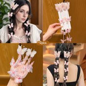 Resim 2 adet Pembe Kelebek Püskül Saç Klipsi - Çiçek ve Kelebek Tasarımı, Yumuşak Polyester, Günlük Kullanım İçin Mükemmel, Örgü ve Saç Üstü Klipsler İçin İdeal, Kelebek Saç Klipsleri 