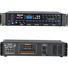 Resim Dexun D-500 350-700 W 100V/70V/4-16 Ohm Usb/sd/bt 6 Bölgeli 3 Mik 3 Aux Girişli Trafolu Mıxer Anfi 