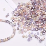 Resim 100 adet 5mm Pembe & Mor Çek Cam Küp Boncuklar - DIY Takı, Bilezikler, Kolyeler ve Saat Aksesuarları için Kare Aralık Boncuklar, Gevşek Alan Boncuklar, El Yapımı 