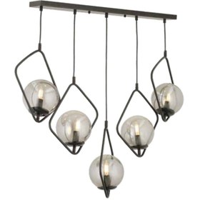 Resim Eys 5 Li Siyah Sarkıt Yemek Masası Avizesi 