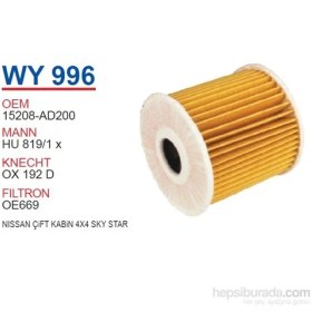 Resim Wunder NISSAN ÇiFT KABiN 4X4 SKY STAR Yağ Filtresi OEM NO:15208-AD200 