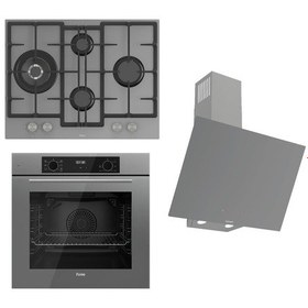 Resim Ferre Flowart Silentart Serisi QBL63CPR + ED078 + D079-SA Gri Ankastre Set 