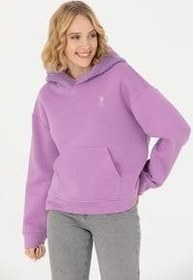 Resim Kadın Lila Kapüşonlu Sweatshirt 
