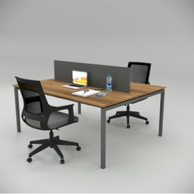 Resim Akr Ofis Ear Ikili Çalışma Masası Workstation Ceviz, Iş Istasyonu 