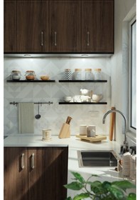 Resim Yankı-BYEG 60 cm 3lü Mat Siyah Mdf Duvar Rafı Gizli Bağlantı Kitaplık 