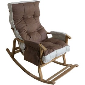Resim Reyo Home Asos Lüks Çift Minderli Sallanan Sandalye Tv Koltuğu Kahve/Krem 