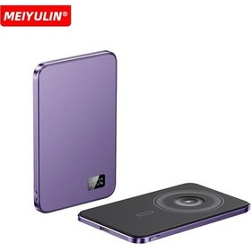 Resim 10000 Mah Kablosuz Güç Bankası Manyetik Şarj Cihazı İos Uyumlu Watch İçin Usb C Purple 10000mah Mor 