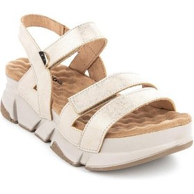 Resim Muya Olimba Anatomik Taban Taban Topuk Dikeni Kadın Sandalet Bej 