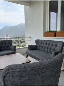 Resim Azra Mobilya Çay Seti Koltuk Takımı - Keten Kumaş - Ahşap Ayak - Gürgen Iskelet - Gri Gri 