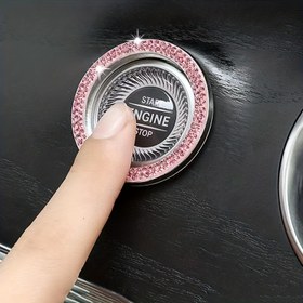 Resim 1 adet Araba Bling Dekoratif Aksesuarları Otomobiller Başlatma Anahtarı Düğmesi Dekoratif Yapay Elmas Taş Yüzük 