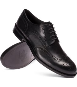 Resim Deery Deri Siyah Klasik Oxford Erkek Ayakkabı 