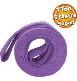 Resim Badem10 Spanzet Sapan Polyester Sağlam Yük Kaldırma Lila Renk 1 Ton 5 Metre Taşıma Indirme Halat 