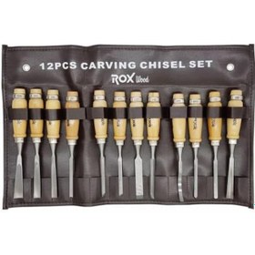 Resim Rox Wood Ahşap Oyma Iskarpela Seti 12 Parça Metal Yüzüklü Saplı 