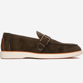 Resim Dericlub Erkek Hafif Tabanlı Toka Detaylı Loafer Gerçek Süet Deri CR 2406 HAKİ 