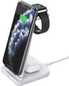 Resim Coverzone Kablosuz Şarj İstasyonu Dock 3in1 iPhone ile Uyumlu Airpods ile Uyumlu Watch ile Uyumlu 15W Hızlı Şarj Aleti BEYAZ 