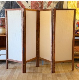 Resim Paravan 4 Kanat Seperatör Ahşap Kumaşlı Paravan 5904 