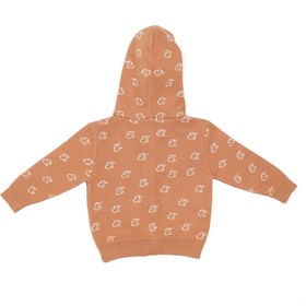 Resim Kapüşonlu Desenli Organik Pamuk Bebek ve Çocuk Hırka Kahverengi - KAHVERENGİ / 1-2 YAŞ 