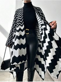 Resim 02Lady Fashion kadın çift taraflı kullanılabilen örmeli şal panço 